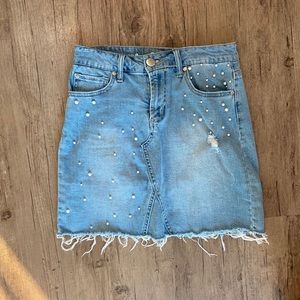 Faux Pearl denim skirt
